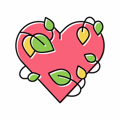 heart phytotherapy color icon vector illustration