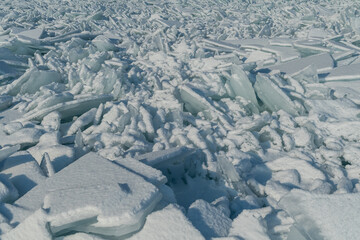 pack ice in the Baikal lake, Siberia