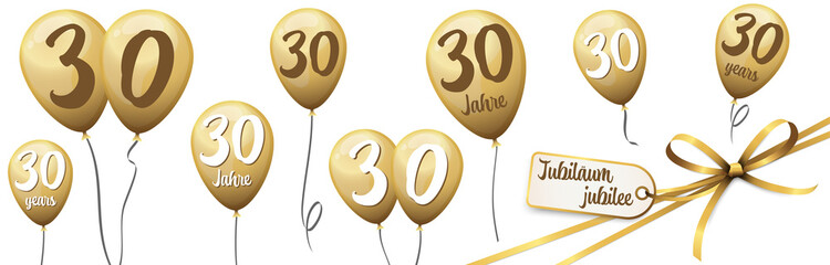 jubilee balloons 30 years - obrazy, fototapety, plakaty