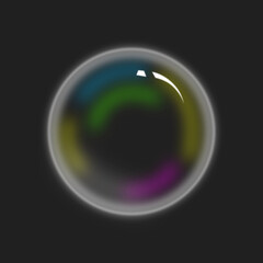 Iridescent soap bubble on a dark background