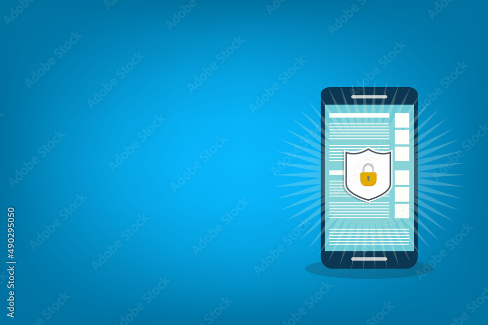 Aufkleber internet network security. safe browsing on mobile phone. vector illustration.