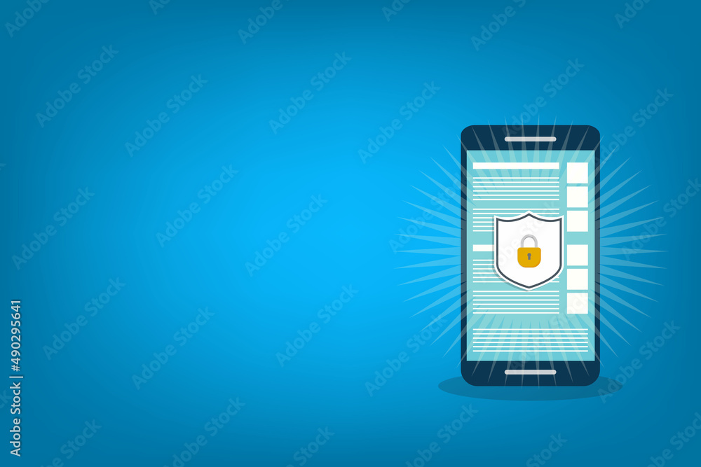 Poster internet network security. safe browsing on mobile phone.