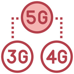5G red line icon,linear,outline,graphic,illustration