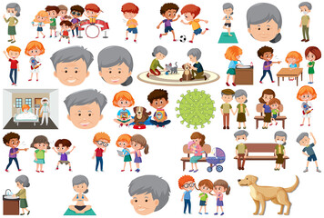Fototapeta premium Set of different activities people in cartoon style