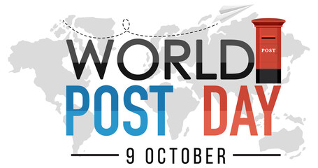 World Post Day banner with world map background