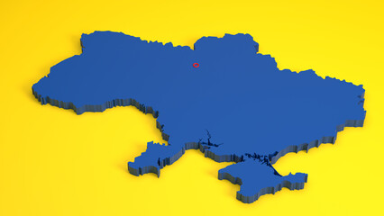 Ukraine 3d map with national flag colors 
