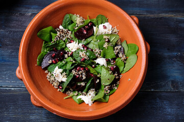 Spinach pomegranate mozarella salat