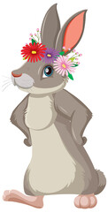 Cute bunny with flowers on head