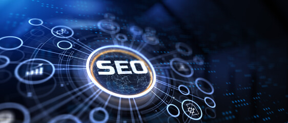 Obraz premium SEO Search engine optimisation digital marketing concept.