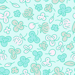 seamless background with clover and other grass. vector pattern