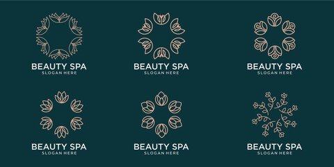 set of abstract floral logos for beauty and decoration