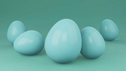 3D rendering Easter egg on green background