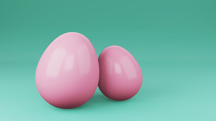 3D rendering Easter egg on green background