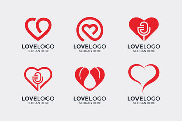 minimalist and simple love logo set