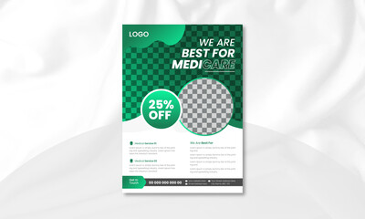 Healthcare flyer design template | Medical business promotional flyer or brochure cover design template | Trendy medical banners and posters.
