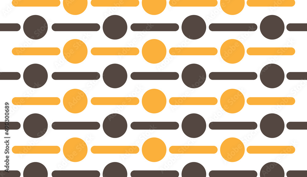 Poster seamless pattern with orange and brown circle and rectangle motifs