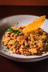 Perfect Pasta Classic Italian Homemade Artisan Bacon Tomato Sauce Sausage Sweet Melted Cheese Onion Chicken Meat Shrimp Menu Gourmet on a Dark Background