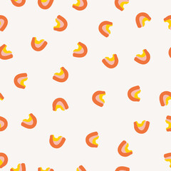 Fototapeta premium Cute and colorful rainbow seamless pattern background in doodles hand drawn style. Modern trendy baby texture design Illustration for birthday, wrapping gift, card, print textile