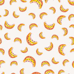 Cute and colorful rainbow seamless pattern background in doodles hand drawn style. Modern trendy baby texture design Illustration for birthday, wrapping gift, card, print textile