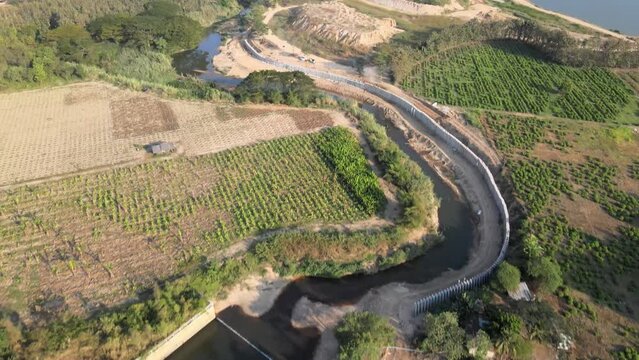Beautiful Aerial Footage of a River Leading in to a Lake in Thailand.