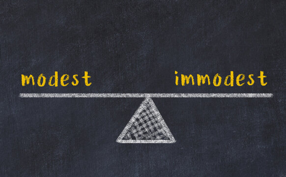 Balance between modest and immodest. Chalkboard drawing.