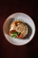 Perfect Pasta Classic Italian Homemade Artisan Bacon Tomato Sauce Sausage Sweet Melted Cheese Onion Chicken Meat Shrimp Menu Gourmet on a Dark Background