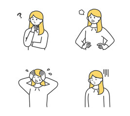 女性社員のネガティブな表情のイラスト素材