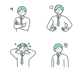 男性社員のネガティブな表情のイラスト素材