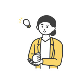 Fototapeta premium 女性社員がひらめく表情のイラスト素材