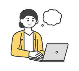 計画を立てている女性社員のイメージイラスト素材