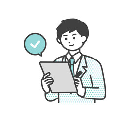 チェックをしているビジネスパーソンのイラスト素材