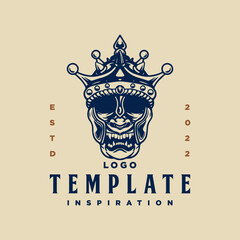 king template logo with human skull head. vector