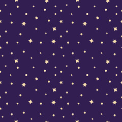 Fototapeta na wymiar Seamless pattern of deep space with stars in a flat style. Mysticism, Halloween set, spiritualism, magic.Vector illustration. Vector illustration