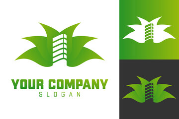 Illustration Vector Graphic of Leaf Skyscraper Logo. Perfect to use for Construction Company