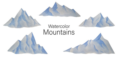Mountains watercolor. Set of vector watercolor mountains.