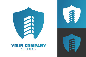 Illustration Vector Graphic of Skyscraper Shield Logo. Perfect to use for Construction Company