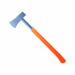 Vector illustration metal ax with orange handle isolated on white background. Axe vector icon in flat cartoon style. Hand tool for working with wood. Equipment for carpentry work. 