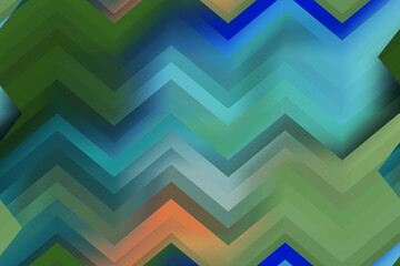 chevron pattern with soft colour gradients of green, blue and coral