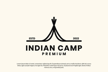 Indian home camp lines culture logo design vector icon symbol illustration