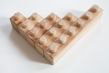 chart, diagram made of wooden blocks childrens constructor, business concept