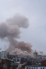 An explosion from an air bomb in the center of the city of Kharkov, the metro station Constitution...