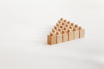 chart, diagram made of wooden blocks childrens constructor, business concept