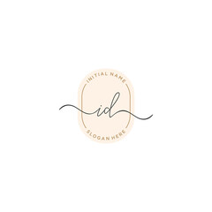 I D ID Initial handwriting logo template vector