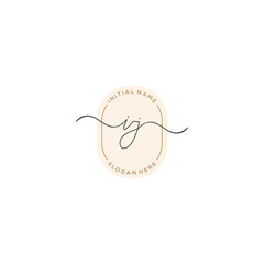 I J IJ Initial handwriting logo template vector