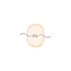 I U IU Initial handwriting logo template vector