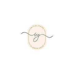 I Y IY Initial handwriting logo template vector
