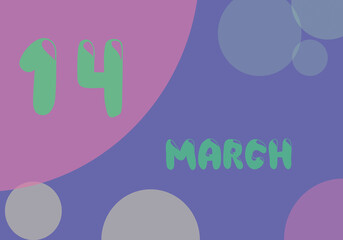 14 march day of the month in pastel colors. Very Peri background, trend of 2022.