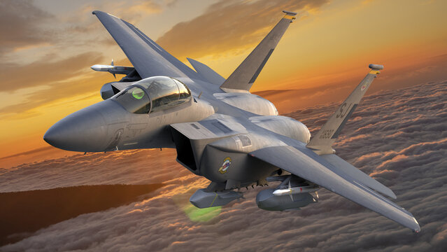 McDonnell Douglas F-15E Strike Eagle carrying Standoff -Cruise Missile AGM-158 Jassm armament
