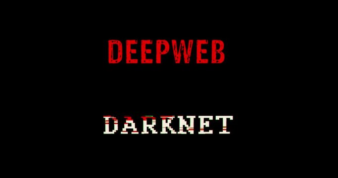 Darknet and deepweb with distorted and glitch effect seamless and loopable 3d. Cyber crime, hacking, attack and illegal network abstract concept. Noise retro tv style background.