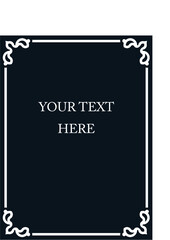 Blackboard with vector border frame. Background or book page. Simple rectangular billboard, poster, card, plaque, signboard, sticker, or label 